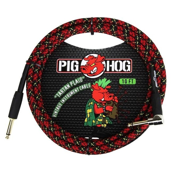 Ace Products Group Ace Products Group PCH10PLR Woven Jacket Tour Grade Instrument Cable; 10 ft. Right Angle - Tartan Plaid PCH10PLR - main